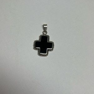 Sterling Silver and Onyx Cross Pendant
